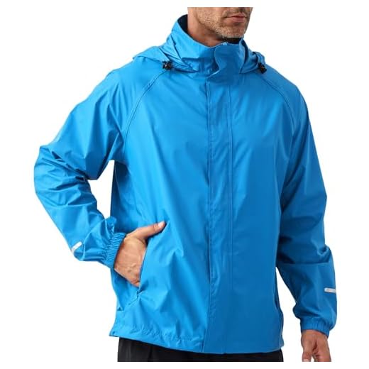 EIGIOO Men's Packable Rain Jacket Waterproof Windbreaker Hooded Raincoat