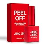 Peel Off Base Coat for Gel Nail Polish, 10ml Jello Jello peel-off base gel, UV LED Lamp Nail Polish without Damage, Long Lasting Peelable Base for Beginners Weak Thin Nails