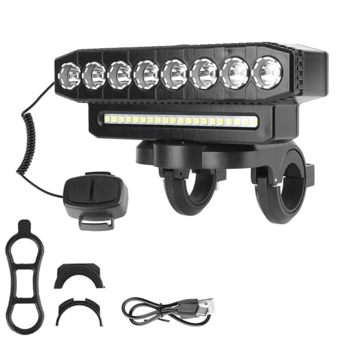 BWVMVB Spot longue Portée Moto Phares Pour Moto Sans Fil À LED 8/5, 20/12 V, 6 Modes D'éclairage, Portables, Étanches, Rechargeables Vélo(8LED Horn)