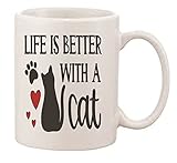 Photo Gallery tazza stampata con scritta "life is better with a cat"