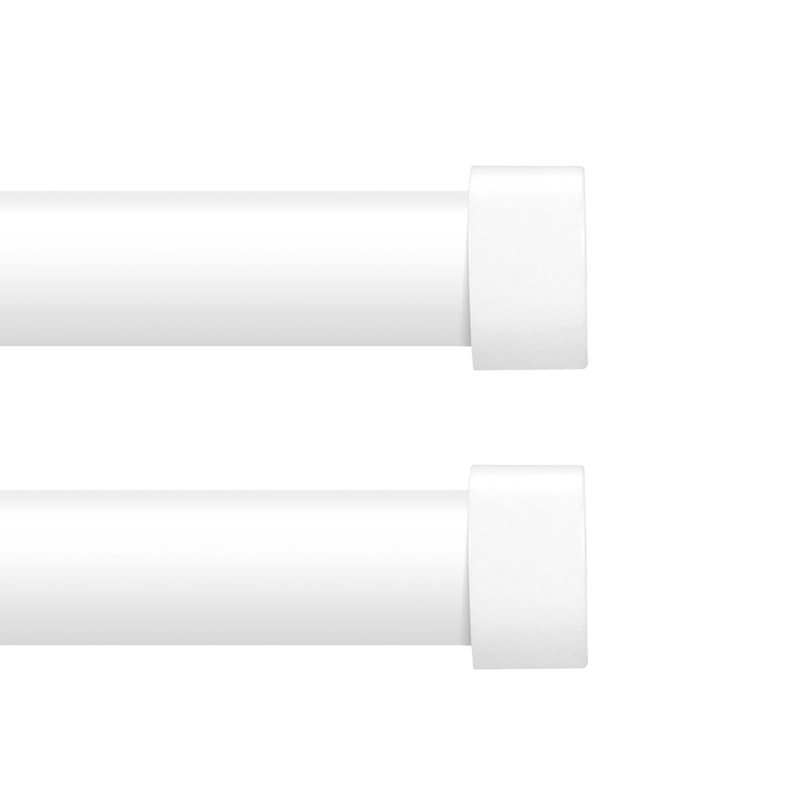 2 Pack Curtain Rods for Windows 18 to 45 Inch(1.5-3.75 Feet),White 1'' Diameter Drapery Rods with End Cap Style Design,Modern Adjustable Heavy Duty Curtain Rod,Size:18''-45''