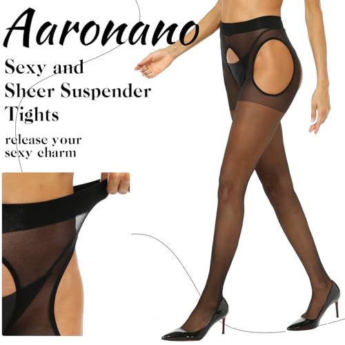 Suspender Tights for Women Sheer Garter Pantyhose Control Top Thigh High Stockings3