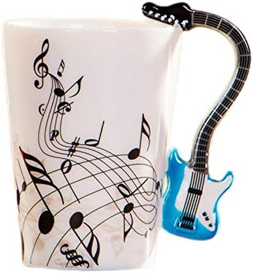 8.5oz Creative Music Mug Violin Style Guitar Ceramic Mug Coffee Tea Milk Stave Cups with Handle Coffee Mugs Novelty Gifts
