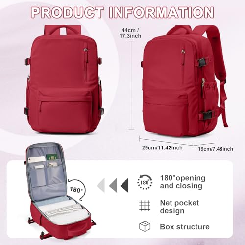 VECAVE Carry On Backpack for Women, Airline Approved Large Travel Backpack Flight Approved, Waterproof 14 Inch Laptop Backpack Business Work Backpacks Bag Men Mochila De Viaje Red. 11 VECAVE Carry On Backpack for Women, Airline Approved Large Travel Backpack Flight Approved, Waterproof 14 Inch Laptop Backpack Business Work Backpacks Bag Men Mochila De Viaje Red. - Image 5