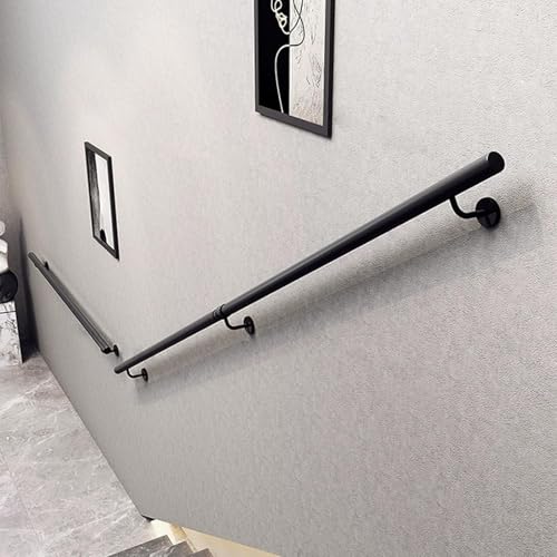 Rampe d'escalier en fer forgé kit de support d'escalier moderne de 2,8 m noir - 5