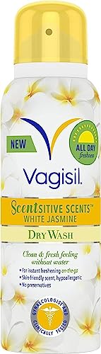 Vagisil Scentsitive Scents Dry Wash Spray For Women Instant & All-Day Freshness On The Go Hypoallergenic White Jasmine Skin-Freindly Scent Gynaecologist And Clinically Tested 125ml