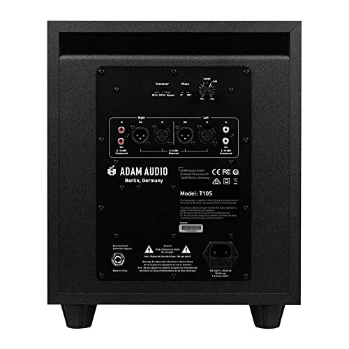 adam audio t10s 10-inch powered studio subwoofer bundle with 14-inch trs to xlr male to male balanced cable 10-feet 2-pack and focusproaudio 25-feet xlr cables 2-pack 5 items