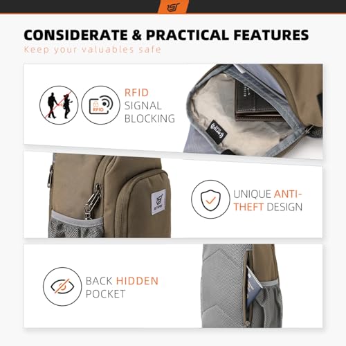 Image of SKYSPER Sling Bag RFID Crossbody Sling Backpack Cross Body Shoulder Bag Travel Hiking Daypack for Women Men(Taupe)