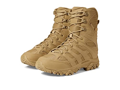 Merrell Men's Moab 3 8” Zip Tactical Waterproof Boots, Durable & Comfortable Coated Leather Combat Hiking Shoes