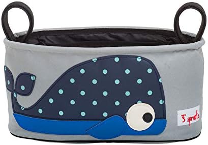 3 Sprouts Universal Stroller Organizer with Cup Holder - Durable Stroller Caddy Accessory for Storage, Stroller Bag, Whale