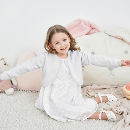 Image of Girls Cardigan Bolero Ruffle Open Front Button Cover-Up 3-12Y