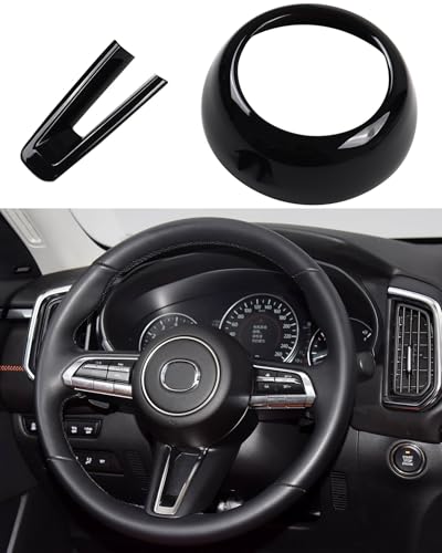 Birbenben Steering Wheel Decoration Covers Trim Fit for Mazda CX50 Mazda 3 CX30 Accessories, Glossy Black Interior Sporty Accessories for Mazda CX-50 Hybrid 2023-2026 Mazda 3 CX-30 CX 30 2020-2025