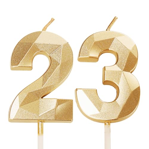 Bougies d'anniversaire dorées pour 23e anniversaire