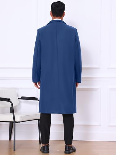 Image of Lars Amadeus Winter Trench Coat for Men's Single Breasted Notch Lapel with Pockets Formal Overcoat