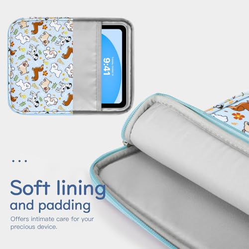 Image of Dadanism 9-11 inch Tablet Sleeve Bag Carrying Case for iPad (A16) 11th Gen 11 inch, iPad 10th Gen 10.9 inch Air 5 /4, iPad Air M4 /Pro 11 inch, iPad 9 /8 /7th, Galaxy Tab A11+ Plus 11 inch, Remarkable 2 10.3 inch, Blue+Dog