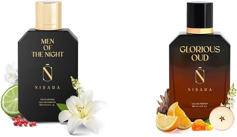 Nisara Men Of The Night & Glorious Oud Eau De Parfum 100ml X 2 | Perfume Combo For Men & Women | Musky-Woody-Amber Fragrance.