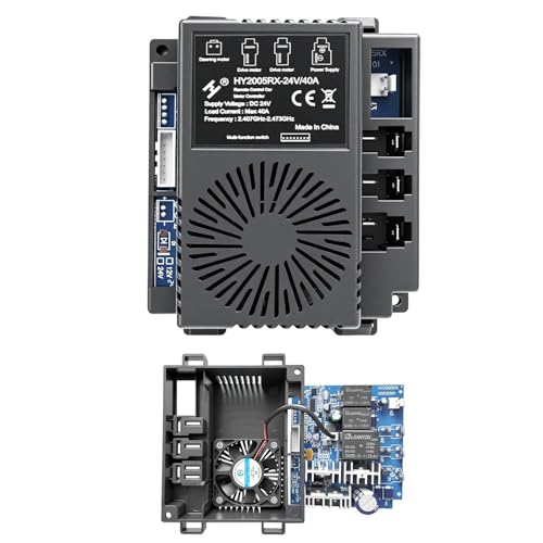 HY2005RX-24V/40A High Power 2.4G Bluetooth Motor Control Box for Power Wheels Upgrade,12V-24V Controller Mainboard Conversion for Kids Ride on Electric Toys Car Replacemen Parts 18V 20V