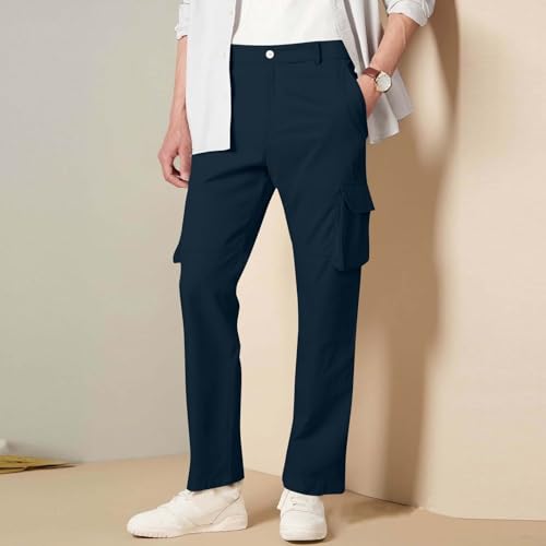 Men's Cargo Pants Slim Fit Lightweight Work Pants with Flap Pockets 2025 Dressy Casual Stretch Pants with 6 Pockets3