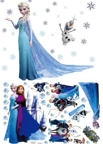 Kibi 2PCS Stickers Infantiles Frozen Adhesivos Pared Decorativos Pegatinas De Pared Frozen Para La Habitación Niños Decoración De Pared Dormitorio Bebe Pegatinas De Pared Extraíble