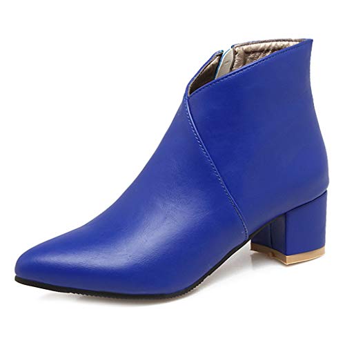 MIOKE Women's Fashion Pointed Toe Ankle Boots Low Heel Zipper Western Chelsea Booties Dressy Short Boot - Main Image