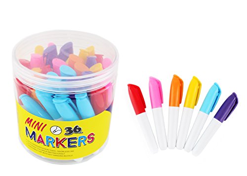 SKKSTATIONERY 36-Pcs Mini Markers, Permanent Markers, Marker Pens 3.5'', Markers