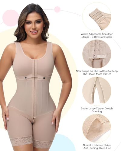 Image of SHAPSHE Fajas Colombianas Moldeadoras Full Body Shaper Postparto Post Surgery Stage 2 /3 Tummy Control Compression Garment