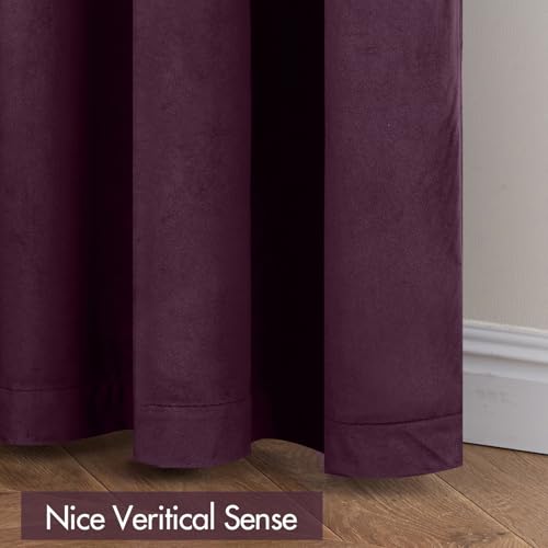 Image of MIULEE Purple Orchid Blackout Velvet Curtains Drapes 84 Inch Long 52 inchx84 inch