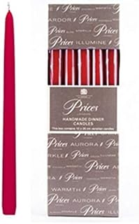 Price's Candles - 10" Venetian Wrapped Dinner Candles - Wine Red - 10 Pack - 7 Hour Burn Time - Unscented - Non-Drip - Solid Colour - Multi-Purpose