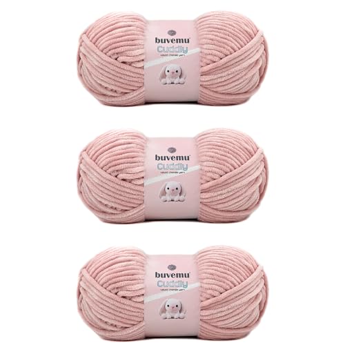 Image of Cuddly Velvet Chenille Yarn, Super Soft Fluffy Bulky for Knitting Crocheting Blanket Amigurumi, Durable for Shedding, 100 Gram (3.53 Ounces) 109 Yards (100 Meters) (Misty Rose) (3 Skeins)