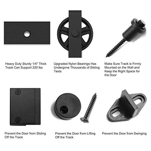 SMARTSTANDARD 7ft Sliding Double Barn Door Hardware Kit