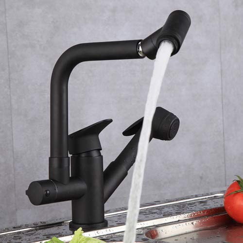 Robinet d'évier de cuisine cuivre mitigeur extractible eau chaude froide pivotant 360