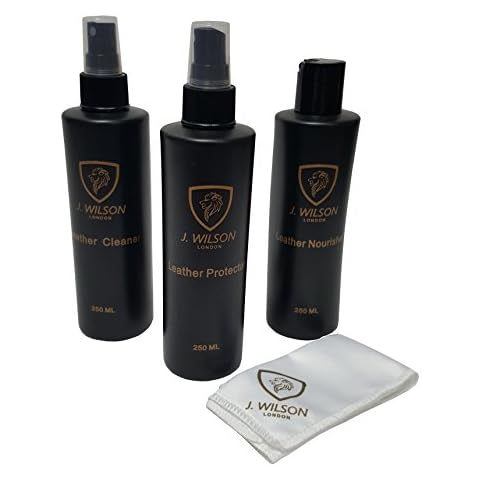 J Wilson London Complete Leather Care Kit Cleaner Protector Nourisher Care Conditioner Maintain Protection Cream for Sofa Car Seats Handbags etc Cover