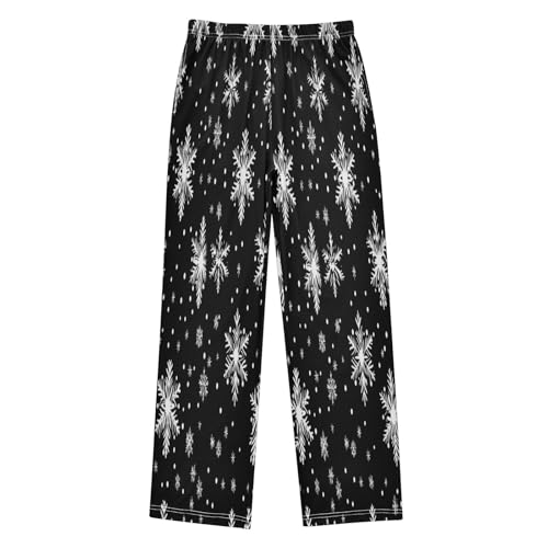 Snowflake Pattern Pajama Lounge Pants with Pockets Sleepwear Soft Elastic Waist PJ Bottoms 6-14 Years