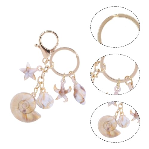 Image of Keychain, Bag Charms for Womens Handbags, Personalized Keyring, Beach Vacation Shell Keychain - Starfish Conch Pendant, Creative Ocean Charm for Bags, Summer Gift for Ocean Lovers