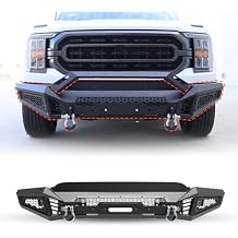 Front Bumper for 2021 2022 2023 Ford F150 Pickup Trucks Exclude Raptor, Heavy-Duty Steel Off-Road Front Bumper with Side Wings/Trim Panel/LED Lights & D-rings 2A+NF103A105-5