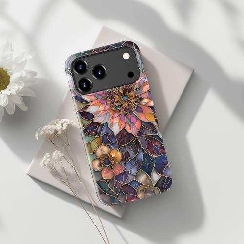 Image of Goodon for iPhone 17 Pro Case Cute - Wireless Charging Compatible - Dual-Layer Hard Shell + Silicone Cover - Protective Phone Case with Trendy Designs for Women - Blooming Purple Flower