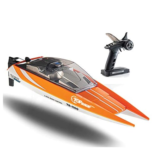 Top Race Remote Control Boat, 25 MPH Rc Boats for Adults, Rc Boat for Pools and Lakes, Low Battery & Range Signal, Auto Flip Recovery, Fastest Racing Pool Boat Speed Boat Gift Toy