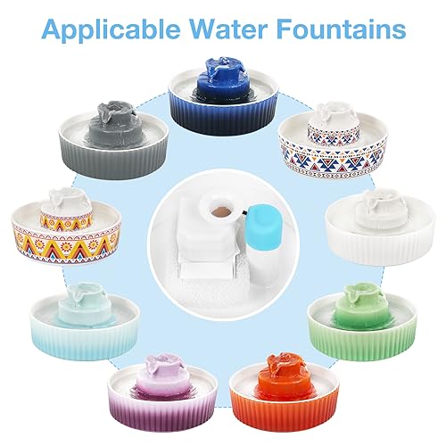 Image of Lawfery 16 Pack Ceramic Cat Water Fountain Filters Replacement, 16 Cat Fountain Filters and 4 Pre-Filter Sponges for Ceramic Pet Water Fountains (16+4)