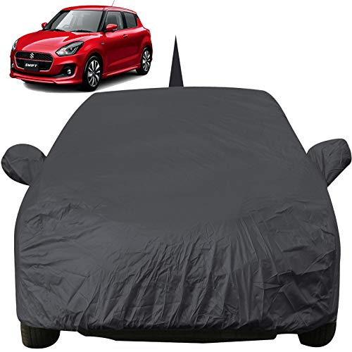 Image of Autofact Car Body Cover with Mirror Pockets Compatible for Maruti Swift 2018 (Triple Stitched, Bottom Fully Elastic, Checks Design)