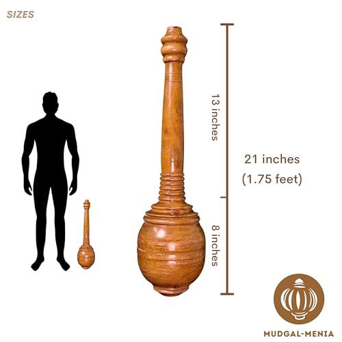 Image of Child Mudgar 2KG & Child Hanuman Gada 1.5KGCombo | Made in India Handcrafted Natural Jungle Wood Clubbell Clubbell | Fully Polished with Certificate of Authentication | No. 1 Quality