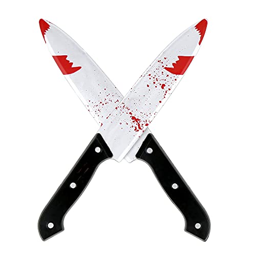 SULOLI 2 Facas de brinquedo, faca falsa para Halloween, faca de plástico para disfarce, faca de brincadeira realista para adultos e crianças