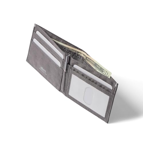 Image of Allett Nylon Front Pocket ID Wallet, Charcoal Grey | Vegan Front Pocket Bifold | Made With Moisture Wicking Nylon | Holds Up + /- 12 Cards