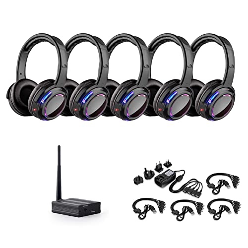 Image of AYVVPII Professional Silent Disco LED Wireless Headphones and RF LED Silent Disco Earphones for iPod MP3 DJ Music Pary Club (30 led Headphone + 1 Transmitter)