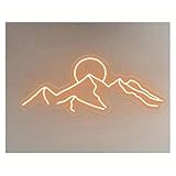 BYAMBD AtmosphäreHeimdekoration Neonschild Snow Mountain Sunrise, USB-betriebenes Dekor Für Schlafzimmer, Wohnzimmer, Hotel, 17.1cm/6.73in×40cm/15.75in(Orange,Blue,Green,Silver,Black)