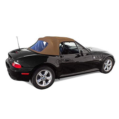 Fits: BMW Z3 1996-2002 Convertible Soft Top Replacement & Plastic Window Twill (Tan)