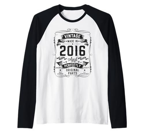 Vintage 2016 10yr 10th Birthday Gifts Boys Girls 10 Year Old Manche Raglan