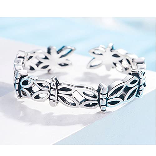 Tafeily 925 Sterling Silver Retro Dragonfly Ring Stackable Ring Statement Toe Open Adjustable Rings Wedding Engagement Band Ring For Women (Silver) #TOP2