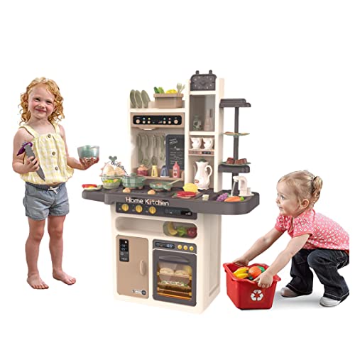 Play Kitchen- Kitchen Playset Pretend Food - Toy Accessories Set W/Real Sounds & Light, Play Sink, Cooking Stove With Steam, 65 Pcs For Toddlers Kids 37 Inch, Girls & Boys（1-5 Years） #TOP4