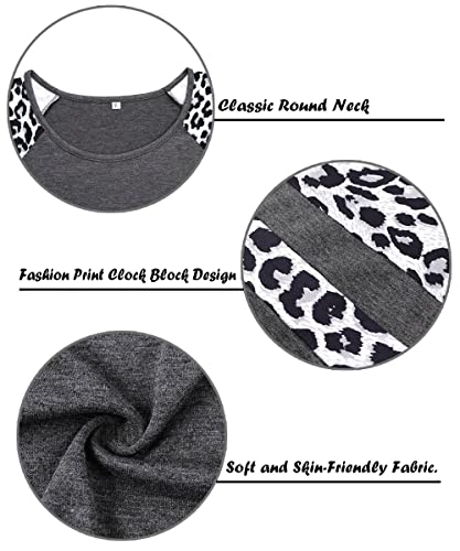 TIYOMI Plus Size T Shirt for Women Long Sleeve Raglan Tops Tee Shirts Color Block Top Leopard Plaid Print XL-5XL 14W-28W2