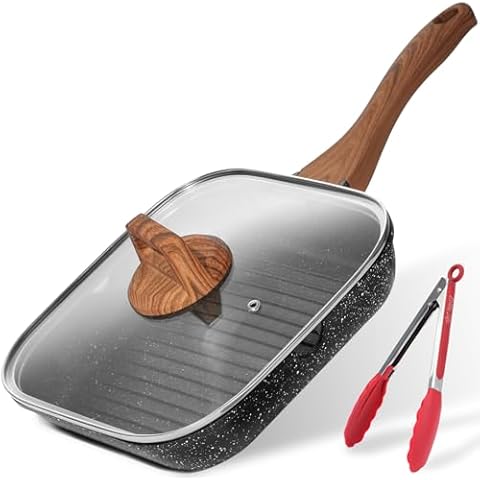 ESLITE LIFE Nonstick Grill Pan with Lid for Stove Tops Cover